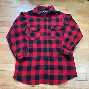 Vintage Arctic Wool Flannel Shirt Mens L Red Black Buffalo Plaid Workwear